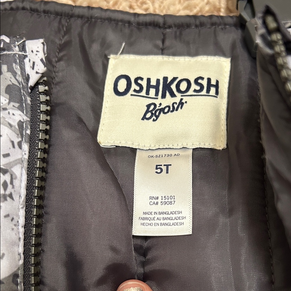 OshKosh B'gosh Black and Gray Puffer Coat with Insulated Snow Bibs - Picture 6 of 6
